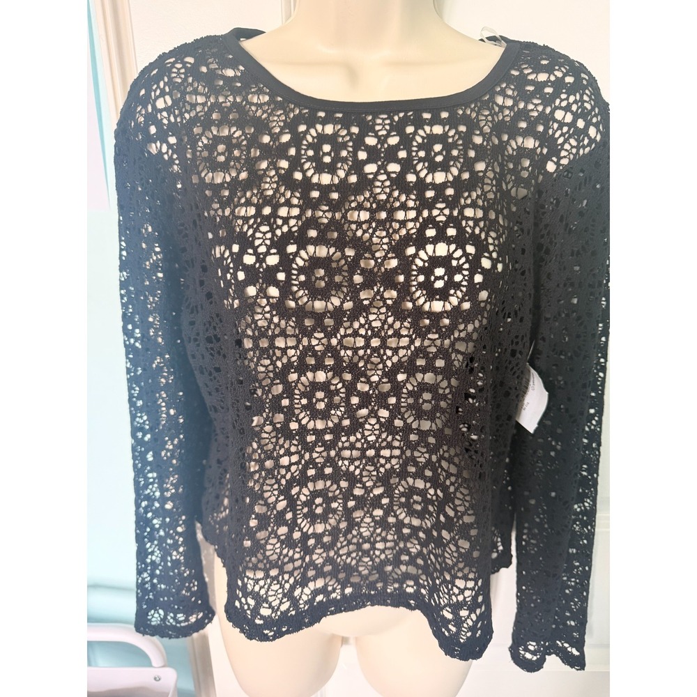 NWT No Boundaries Beach Swim Cover Up Black Size Medium Long Sleeve
